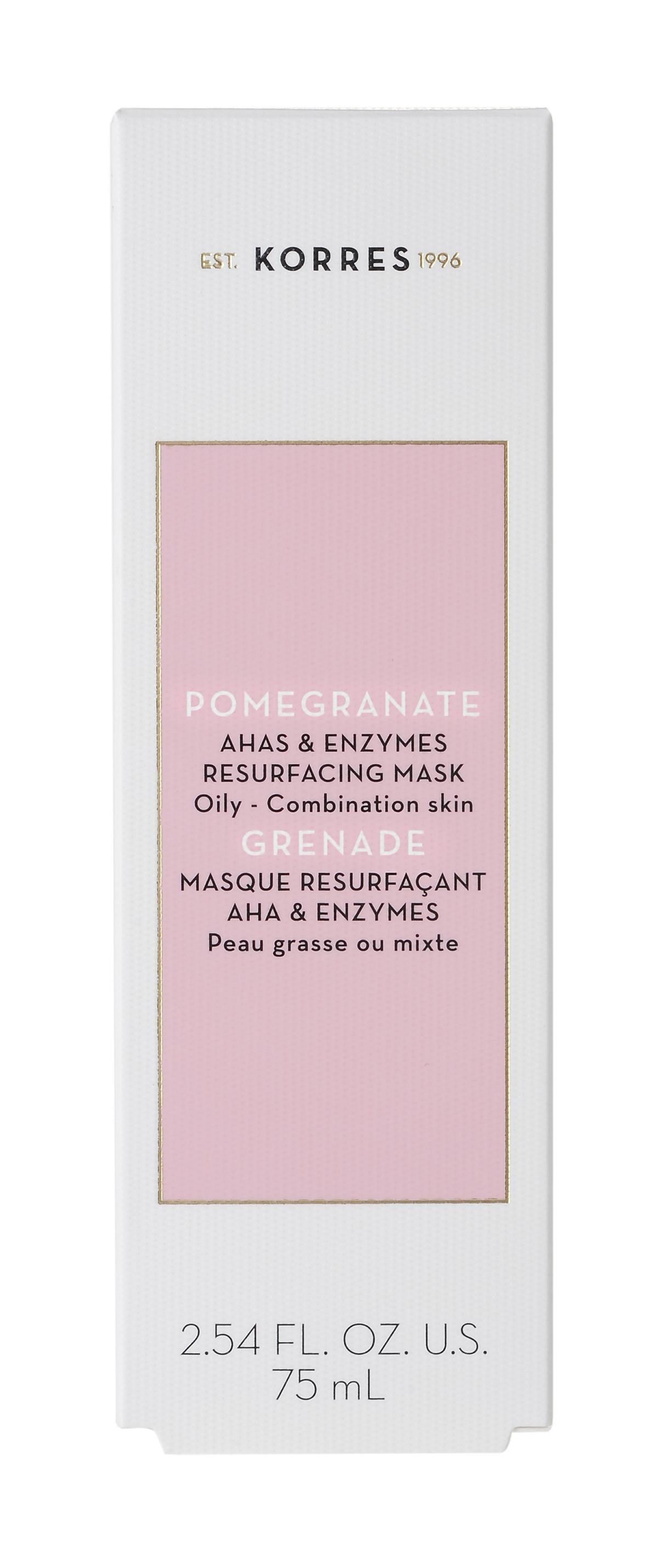 image_119863_2 Verpackung der KORRES Granatapfel AHA & Enzyme Resurfacing Maske für fettige und Mischhaut, 75 ml.