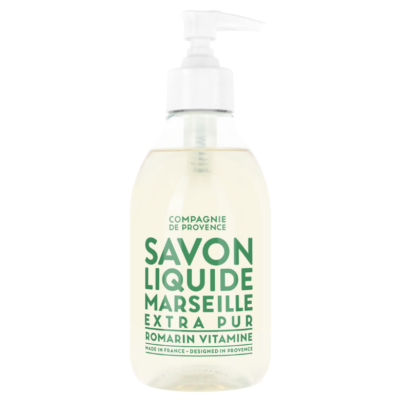 Flasche flüssige Seife aus Marseille, 300 ml, revitalisierender Rosmarin, von Compagnie de Provence.