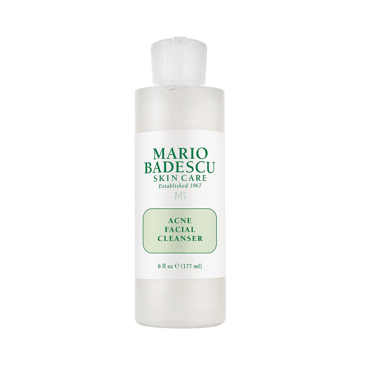 01430_0 Flasche Mario Badescu Acne Facial Cleanser, 177 ml, auf weißem Hintergrund.