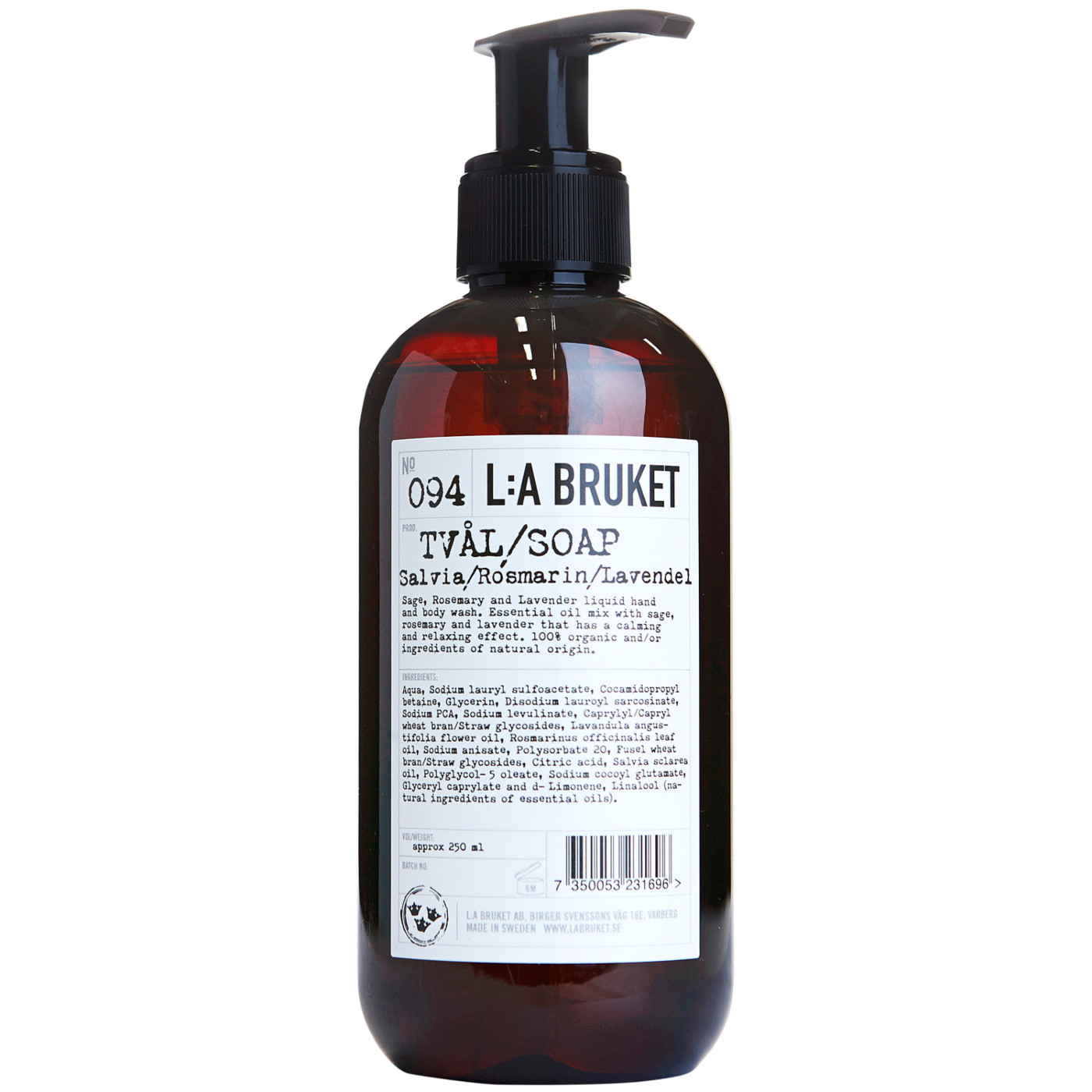 L:A BRUKET No. 094 Hand & Body Wash Sage/Rosemary/Lavender Reisegröße
