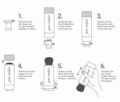 Schritt-für-Schritt-Anleitung zur Verwendung des Jane Iredale Powder-Me Pinsels.