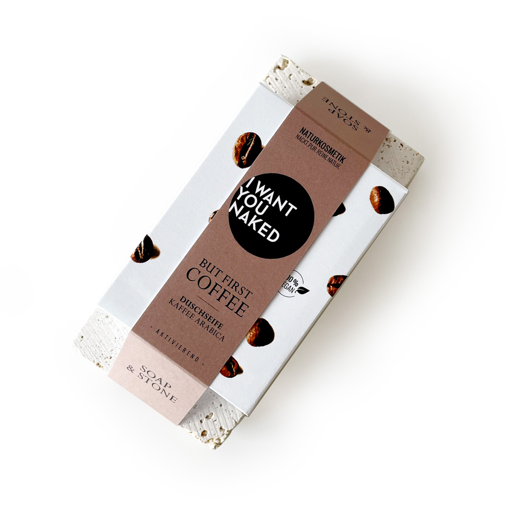 SOAP & STONE Naked Stone mit Duschseife BUT FIRST COFFEE