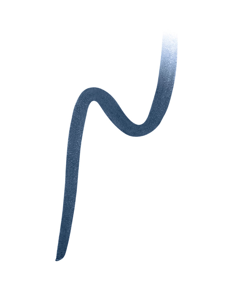 Dunkelblauer Eyeliner-Strich auf weißem Hintergrund.