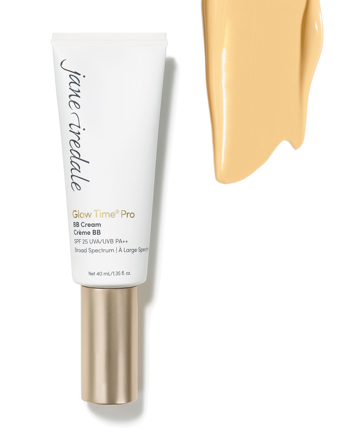 Jane Iredale Glow Time Pro BB Cream GT5, 40 ml Tube, SPF 25, mit Farbprobe.