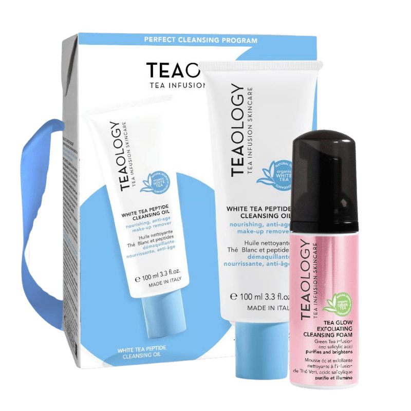 TEAOLOGY KIT - White tea peptide cleansing oil + tea glow foam***