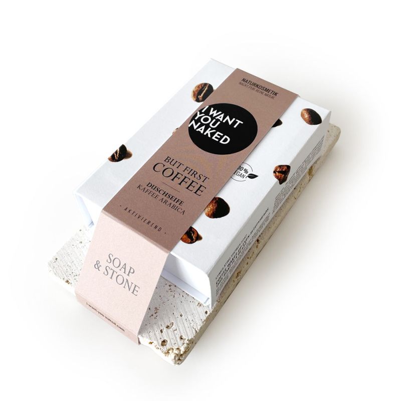 I want you naked SOAP & STONE Naked Stone mit Duschseife BUT FIRST COFFEE