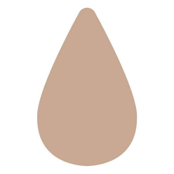 Beige Tropfenform auf weißem Hintergrund.